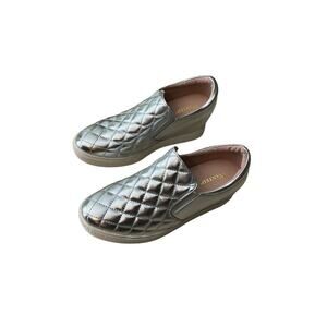 Wanted Bushkill Wedge Slip-On Platform Sneakers Quilted Silver Womens Size 9M